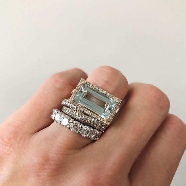 Set van Vintage Turquoise Glas Zilveren Ringen (3 Ringen)