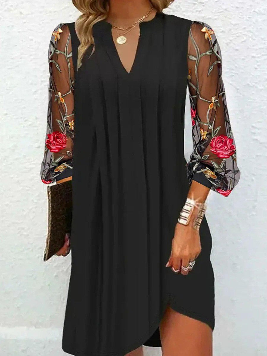 Camille | Elegante jurk met bloemenmouwen