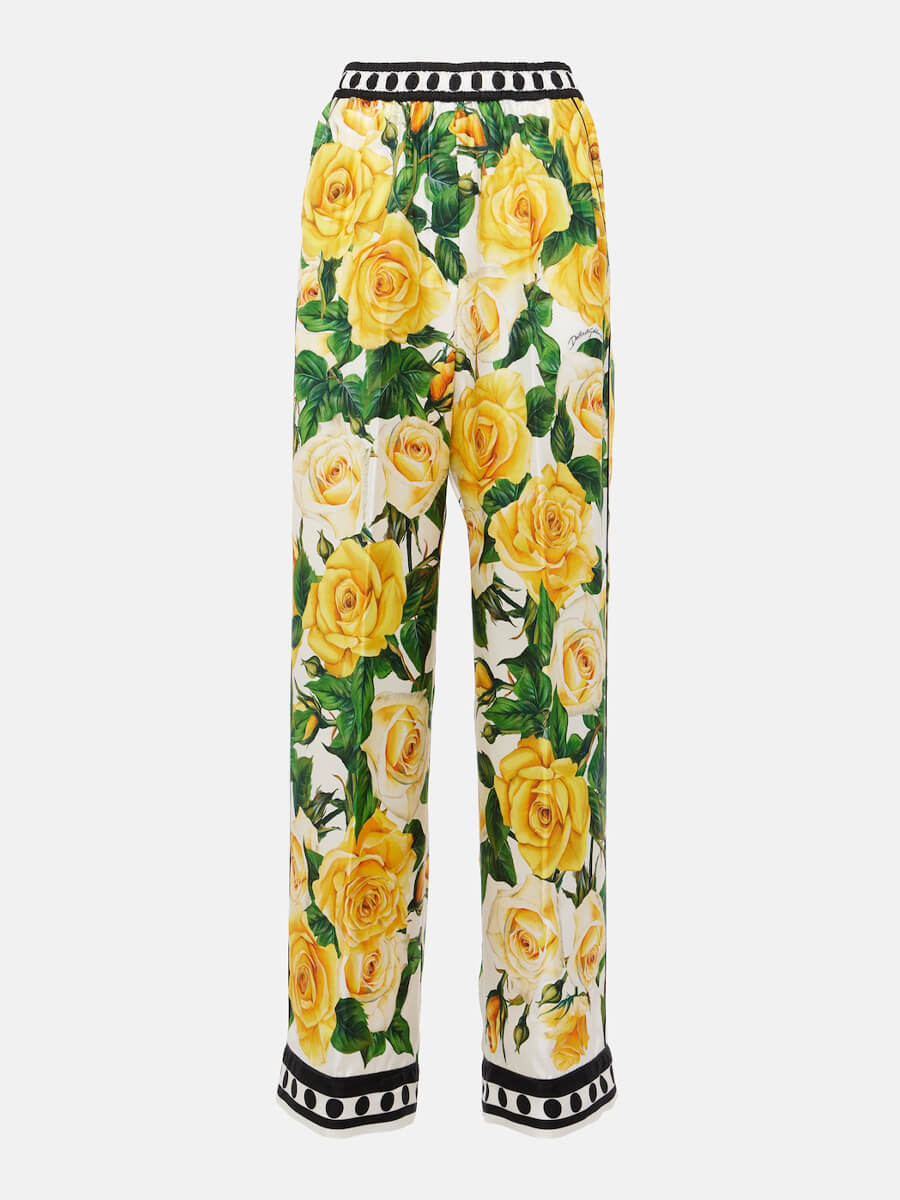 Exquise Rozenprint Losse Lange Wijde Broek