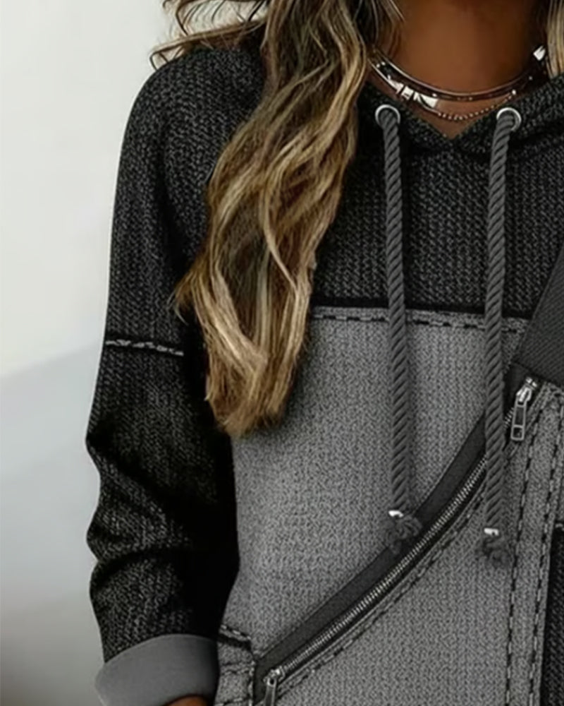 Soniya - Hoodie met kleurblokken en diagonaal patroon
