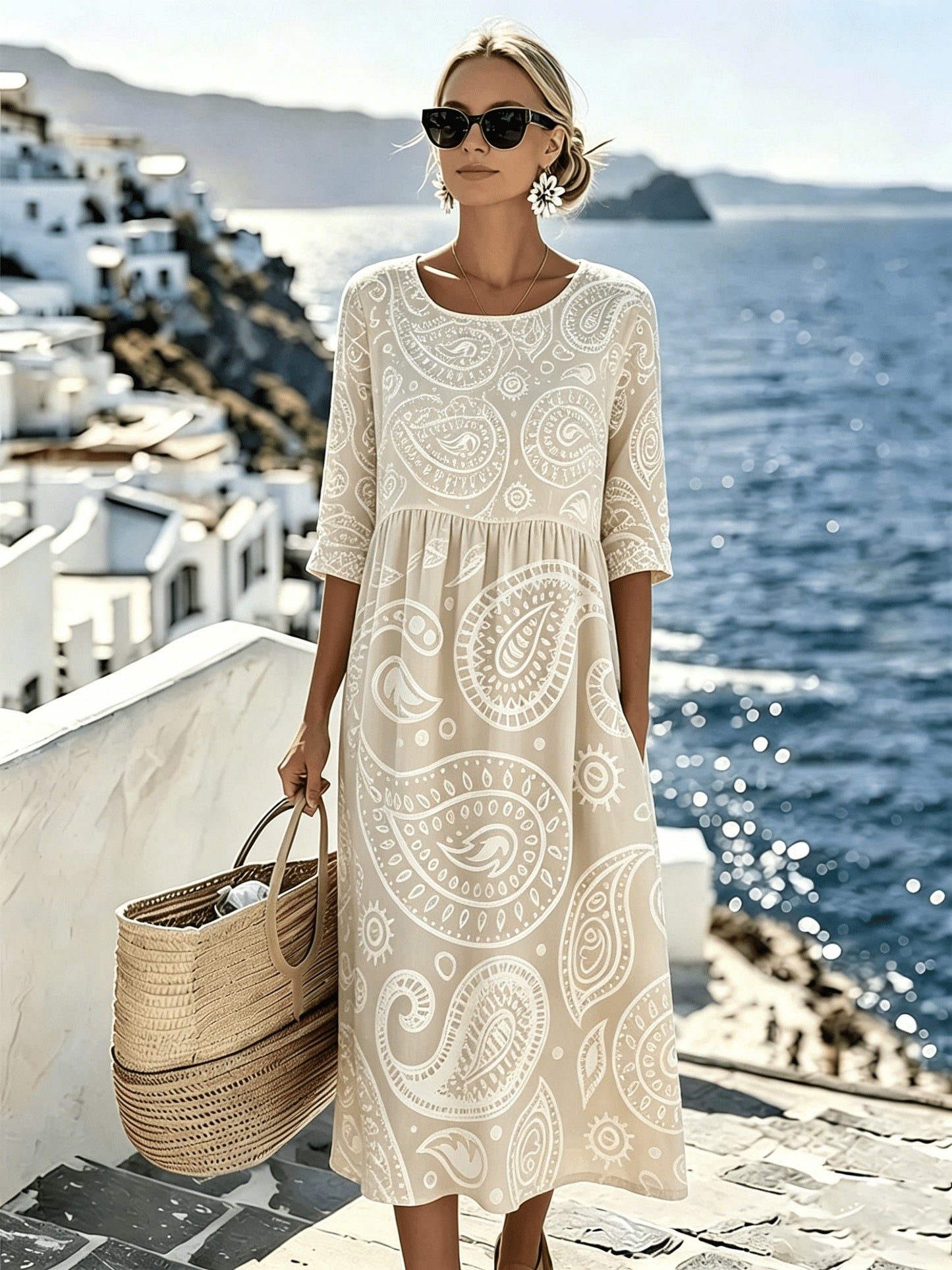 Brunella | Midi Jurk Chevron Zonnig