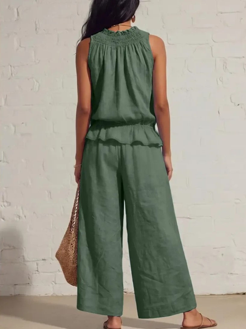 Ademende, casual zomerse tweedelige outfit voor dames