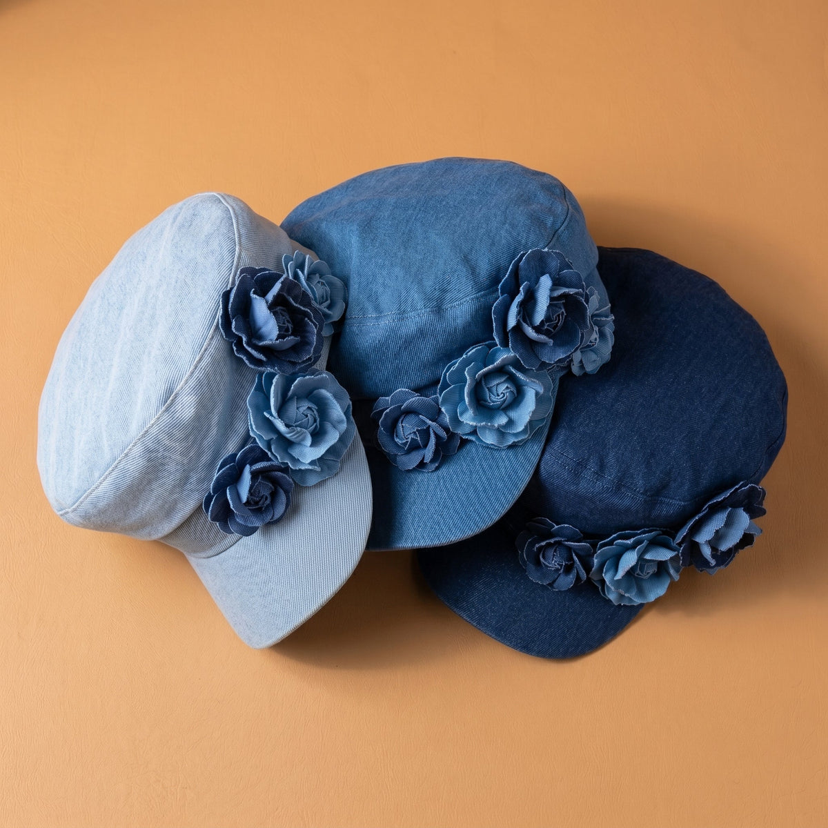 Nelisha - Denim petje met bloemmotieven