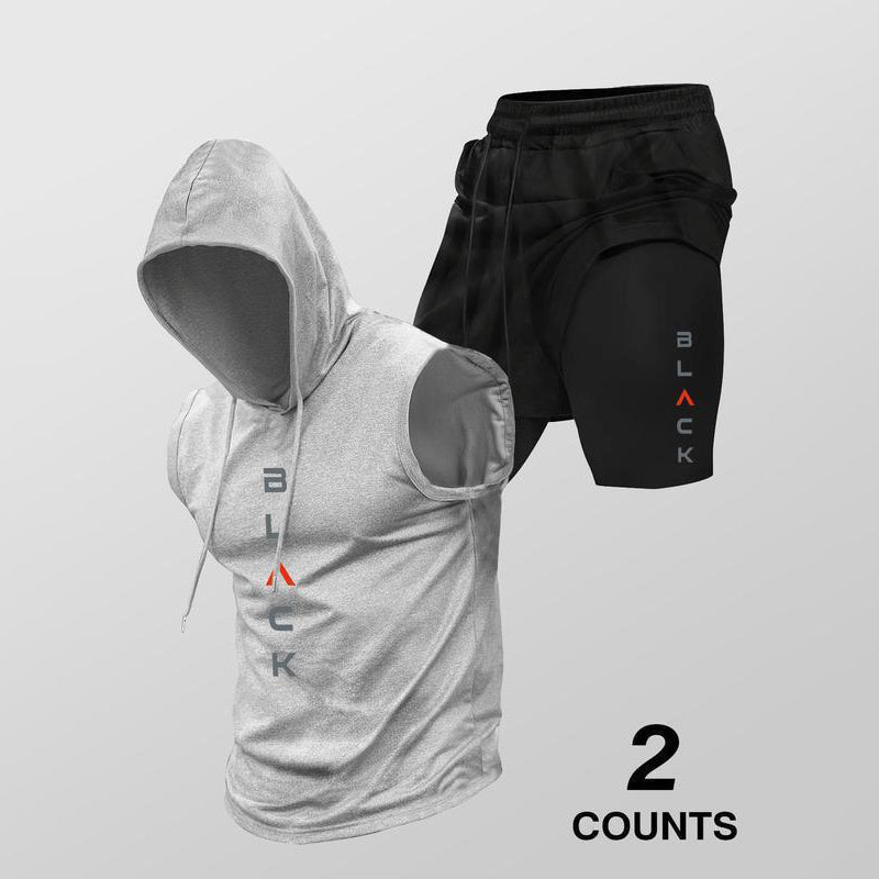 ๐ช Heren mouwloze hoodie & korte broek set โ atletische & casual pasvorm โ ademend & sneldrogend ๐๏ธโโ๏ธ