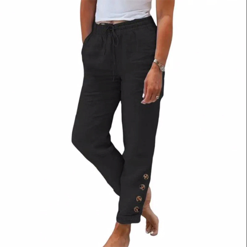 Skylie - Elegante broek met trekkoord in de taille en knoop