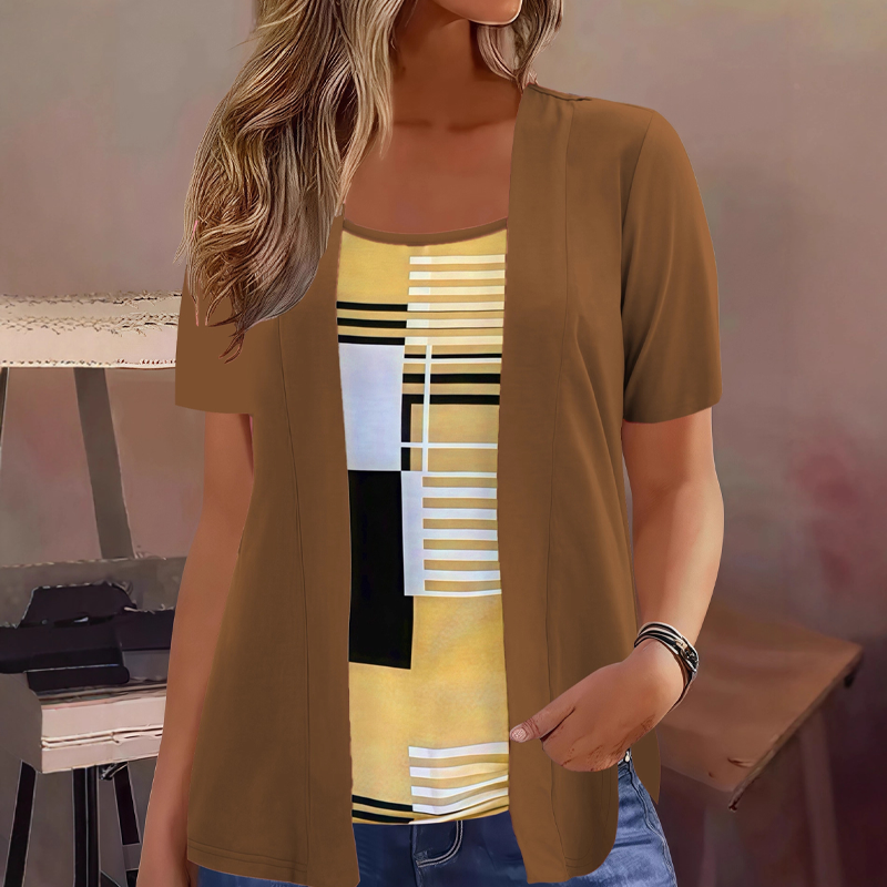 Thaminia - T-shirt met korte mouwen en gelaagde look met geometrische print