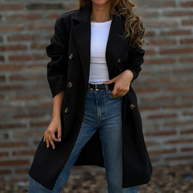 π§₯ Dubbelgeknoopte wollen jas met klassieke kraag β luxe warmte voor koele dagen