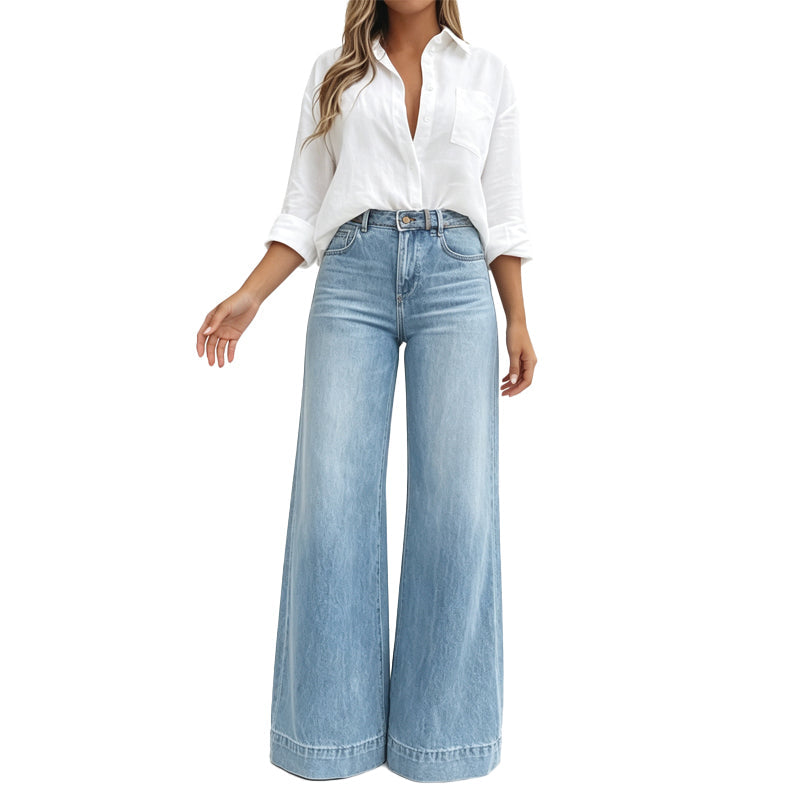 Adèle | Wijde jeans met hoge taille en verlengend effect