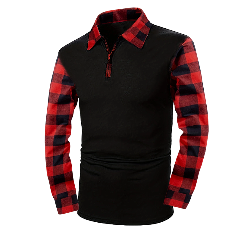 ✨Casual herenhemd met lange mouwen en halve rits