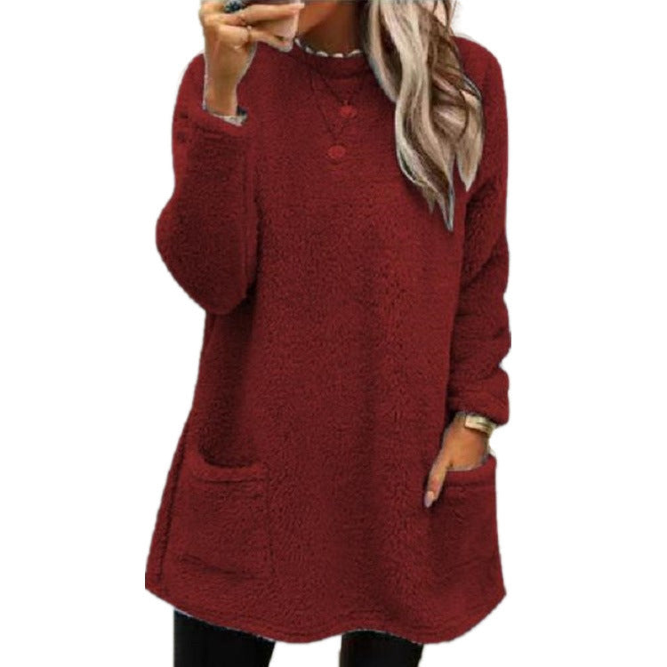 Warm shirt met ronde hals en lange mouwen voor dames