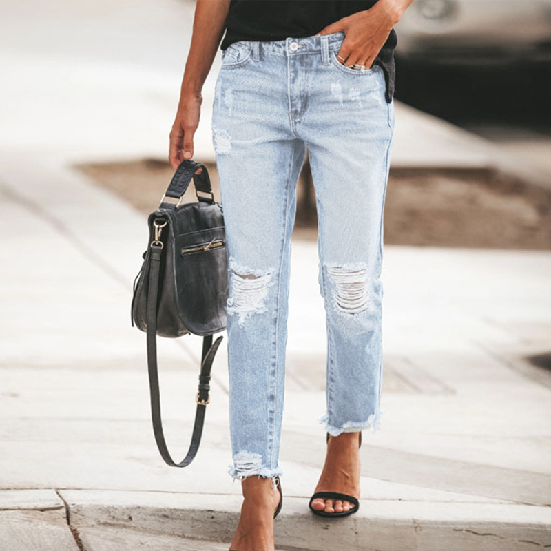 ✨Vintage-jeans met scheuren en rechte pijpen voor dames