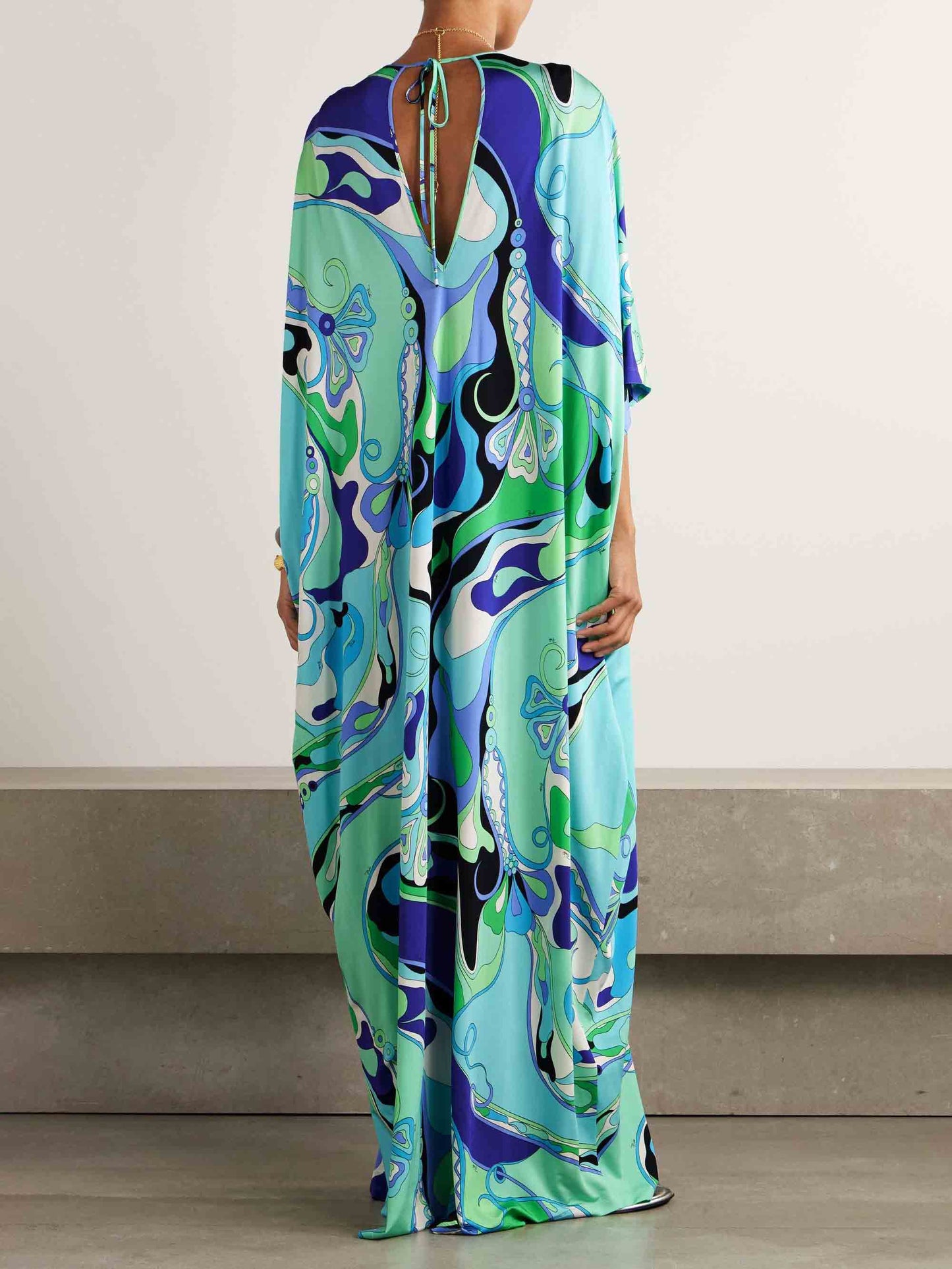 Unieke Abstracte Bloemenprint Robe Maxi Jurk