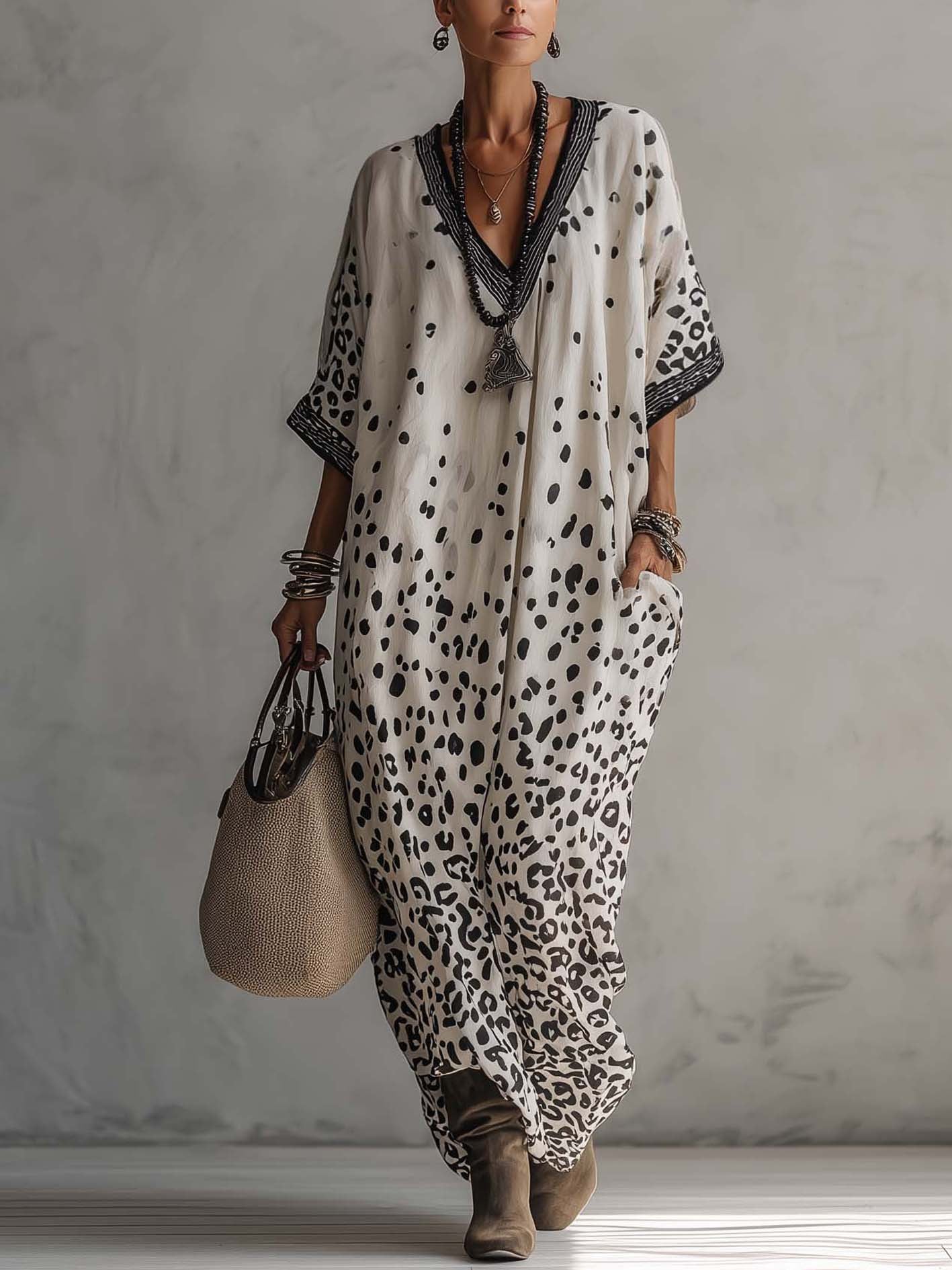 Gradiënt Luipaard Chiffon Maxi Jurk