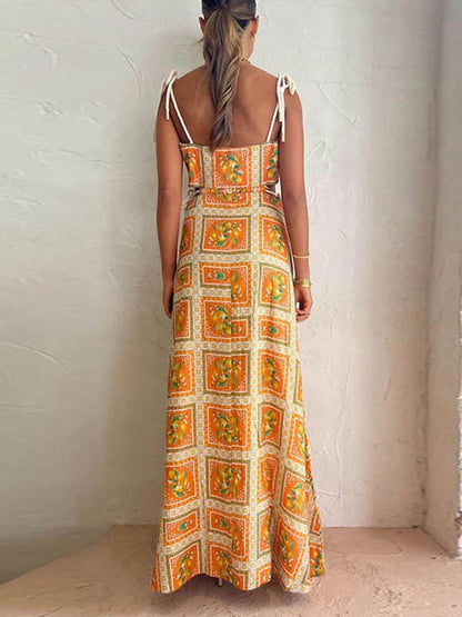 Unieke Lemon Print Spaghetti Jurk