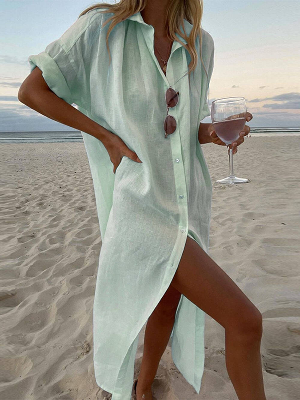 Eenvoudig Concept Maxi Shirt Jurk
