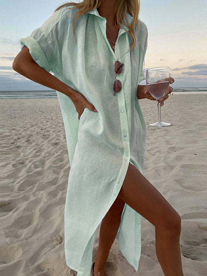 Eenvoudig Concept Maxi Shirt Jurk