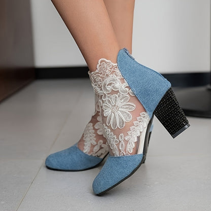 Blanche | Elegante enkellaarsjes met bloemenkant