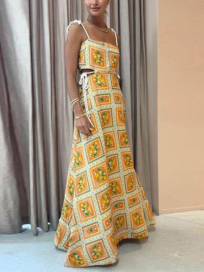Unieke Lemon Print Spaghetti Jurk