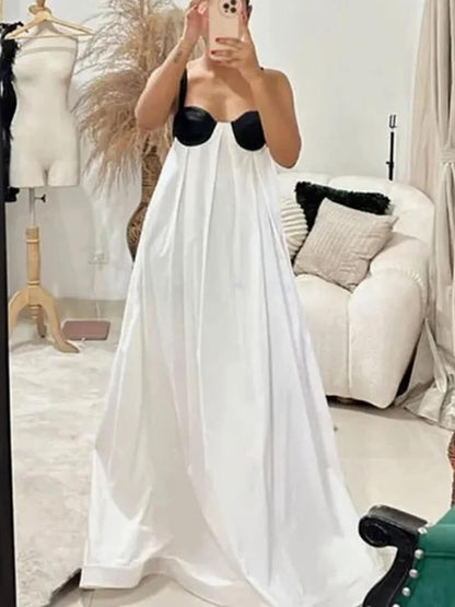Exquise Zomer Mouwloze Rugloze Maxidress met Vetersluiting