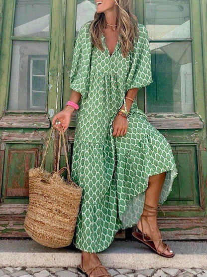 Bohemian Gedrukt Maxi Jurk
