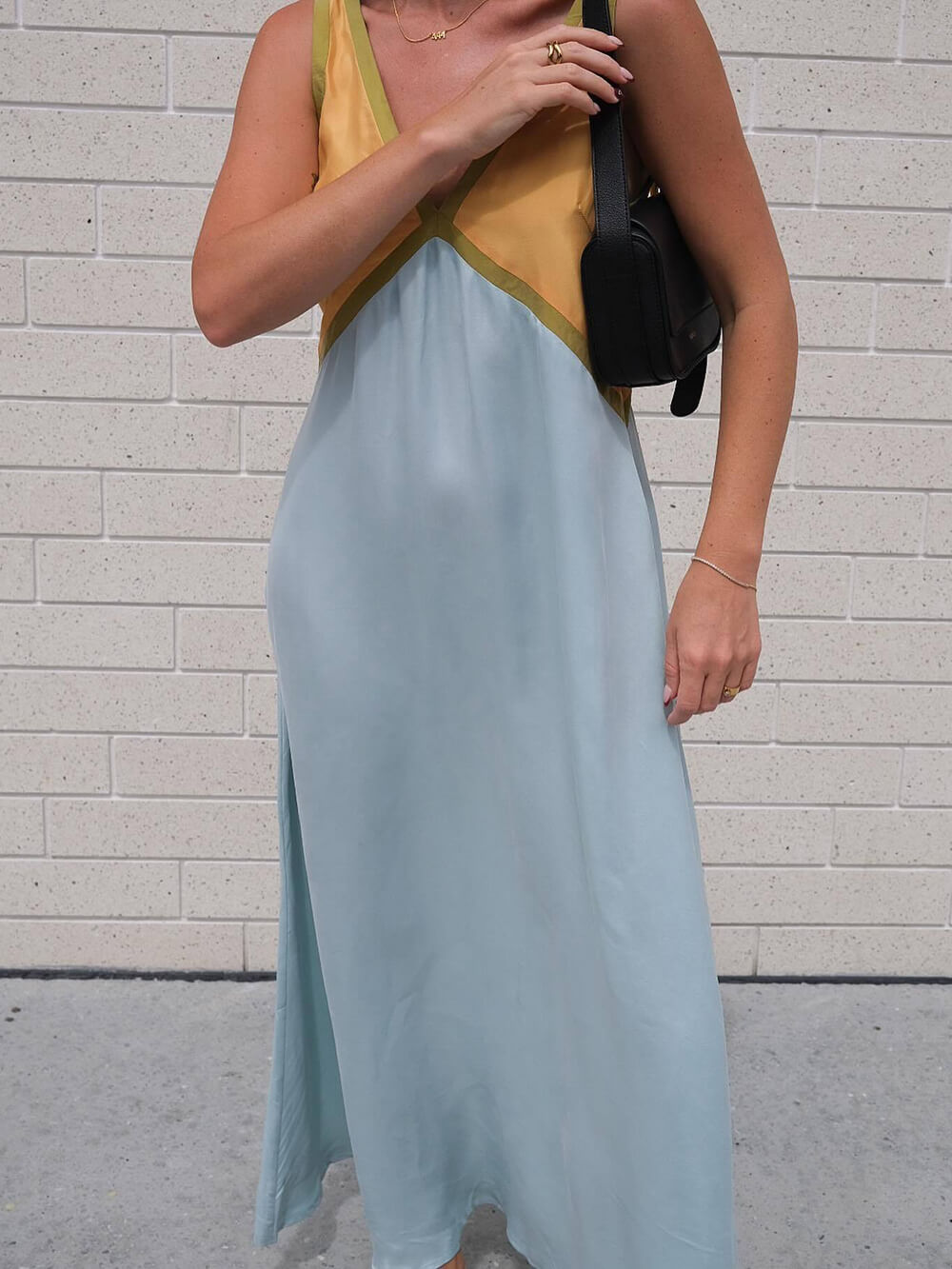 Splicing Chic V-hals Contrasterende Kleur Jurk