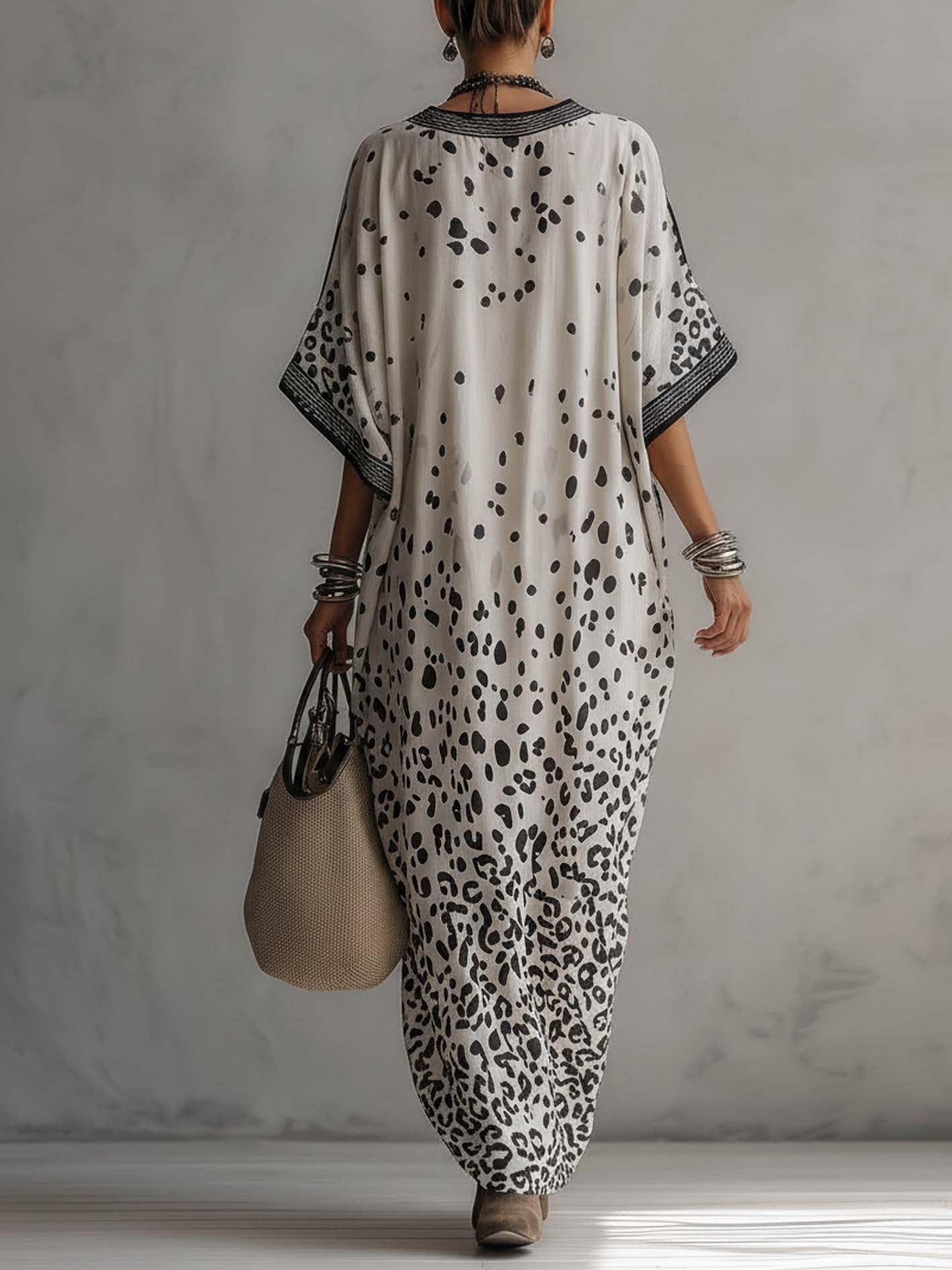 Gradiënt Luipaard Chiffon Maxi Jurk
