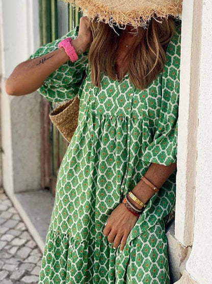 Bohemian Gedrukt Maxi Jurk