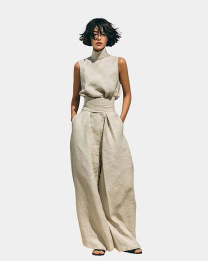 Falyne | Minimalistische tanktop en brede broek set
