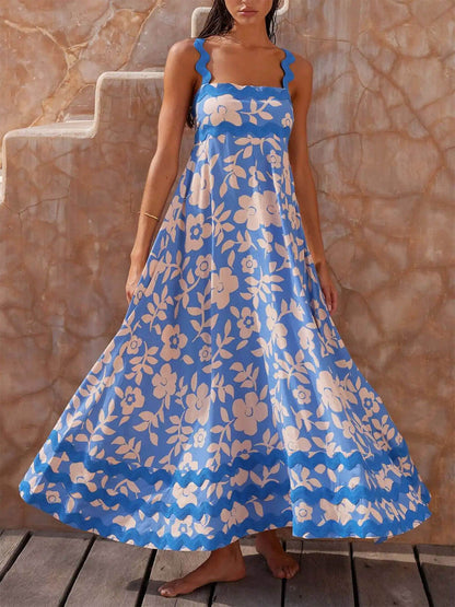 Geprinte Maxidress met Vierkante Halslijn