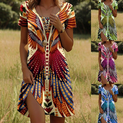Isla™ – Jurk met Indiaas geïnspireerde print en ronde hals