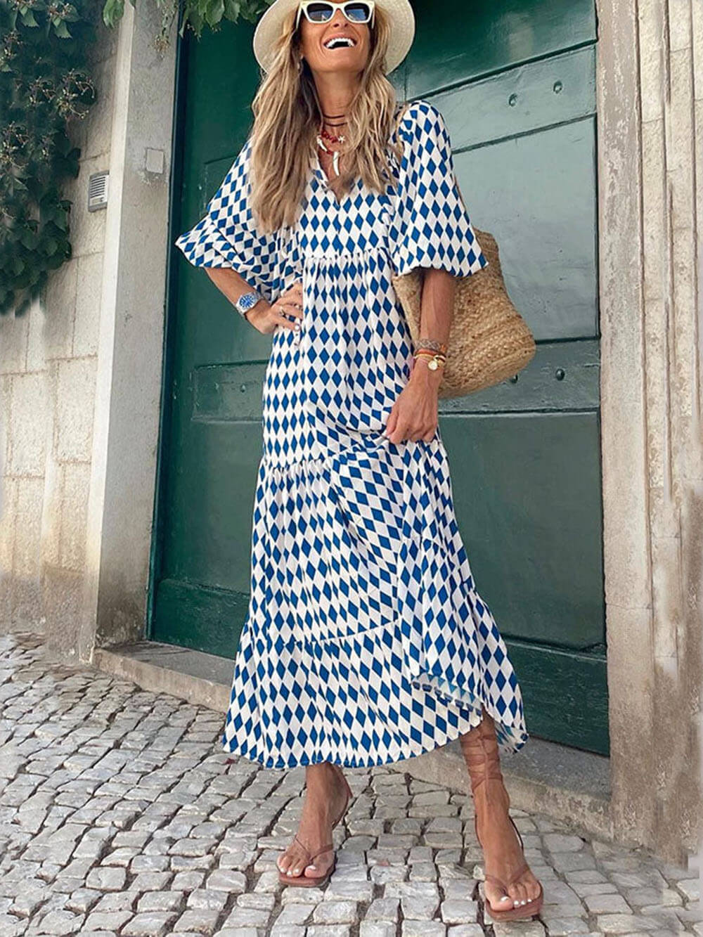Bohemian Gedrukt Maxi Jurk