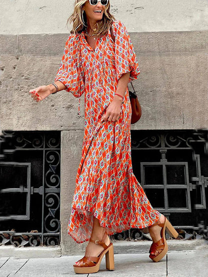 Bohemian Gedrukt Maxi Jurk