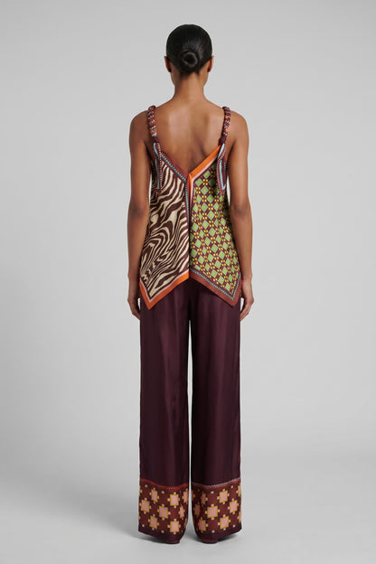 Geprinte Sling Top En Brede Pantalon Set