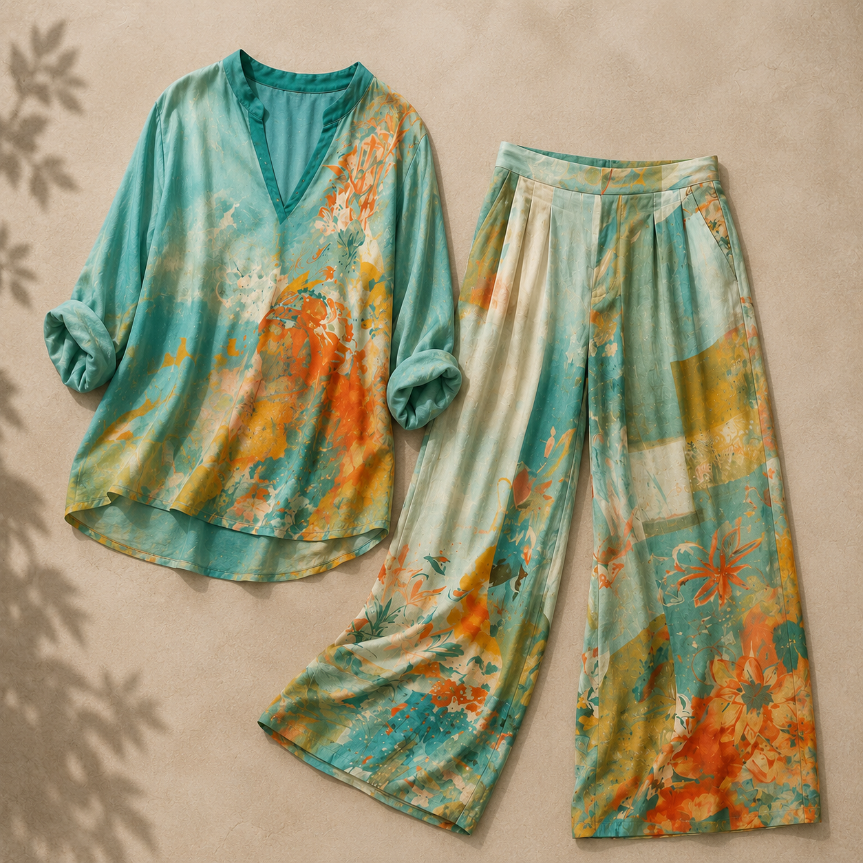 Chiara™ | Elegante set met bloemenprint en wijde broek