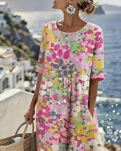 Vittoria | Elegante Midi Jurk met Bloemen voor de Zomer