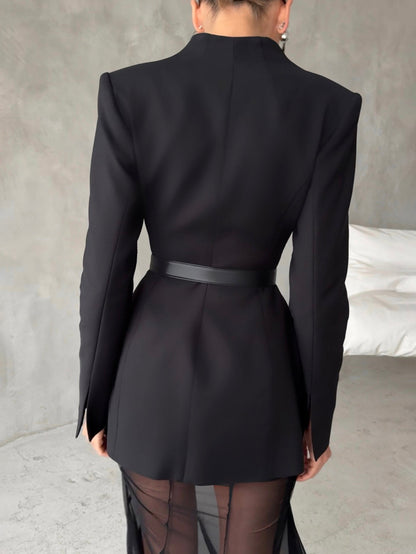 Elegante Asymmetrische Slim Fit Suit Jacket Twee-Piece Set