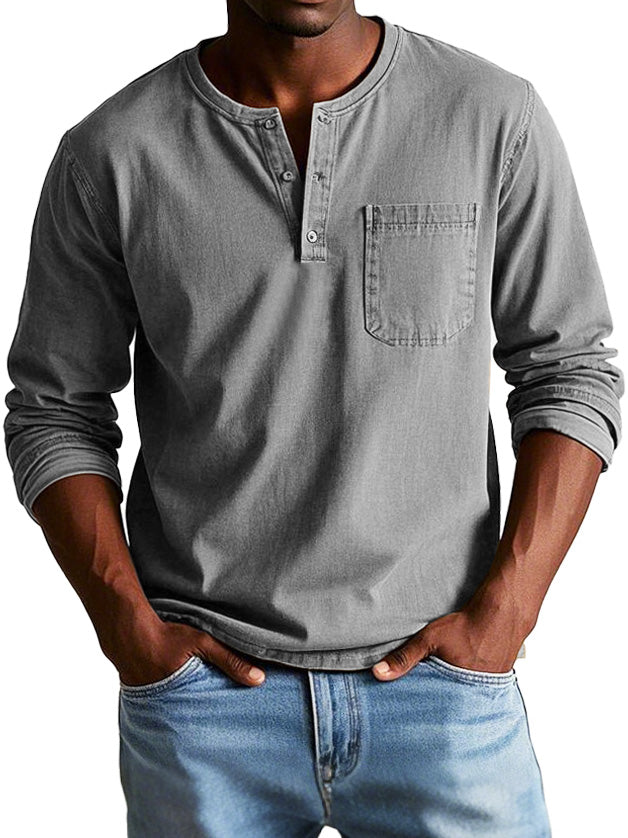 Ronald | Tijdloos shirt met lange mouwen en Henley-hals