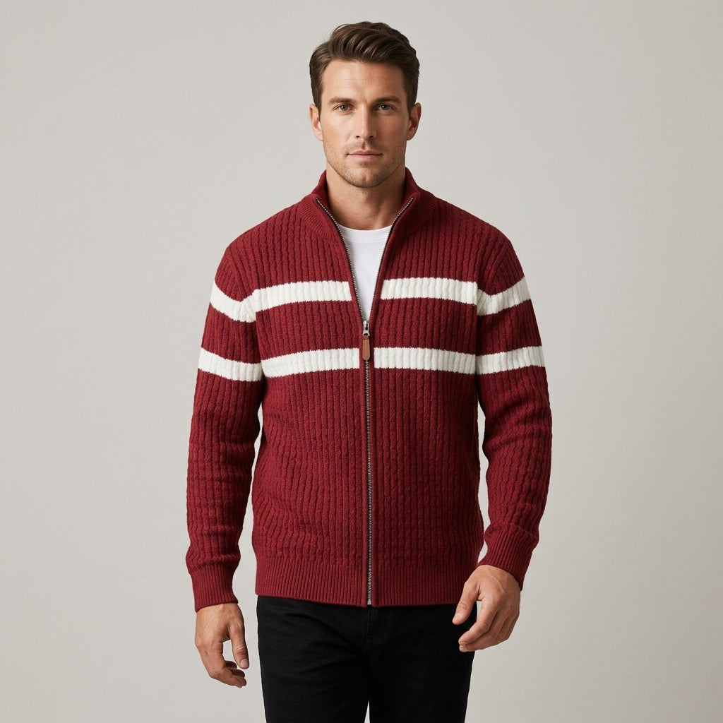 Loick - Gebreid vest met lange mouwen en ritssluiting