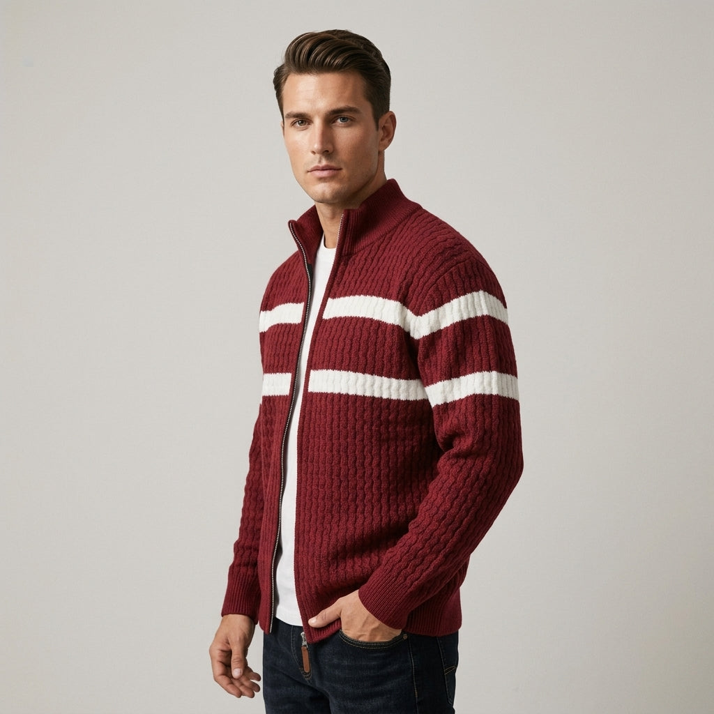 Loick - Gebreid vest met lange mouwen en ritssluiting