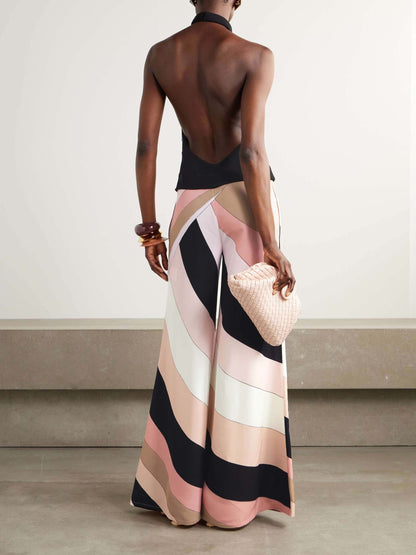 Elegante Gestreepte Halter Jumpsuit