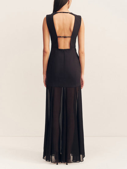 Elegante Casual Open Rug Draped Maxi Jurk