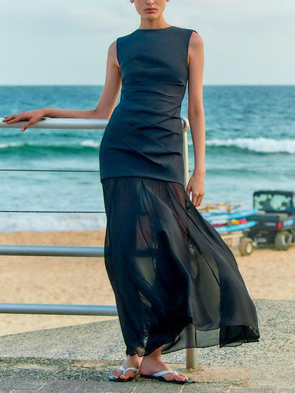 Elegante Casual Open Rug Draped Maxi Jurk
