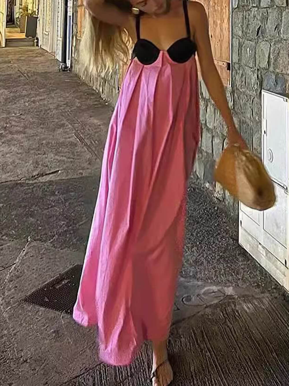 Exquise Zomer Mouwloze Rugloze Maxidress met Vetersluiting