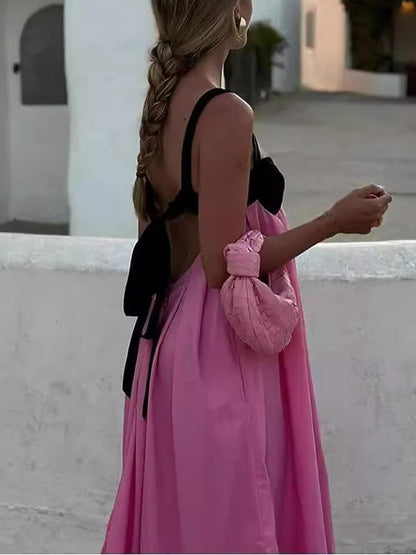 Exquise Zomer Mouwloze Rugloze Maxidress met Vetersluiting