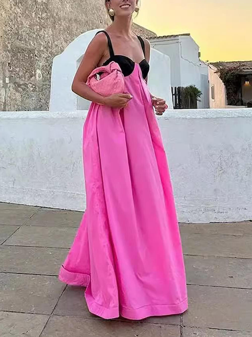 Exquise Zomer Mouwloze Rugloze Maxidress met Vetersluiting
