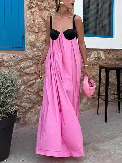 Exquise Zomer Mouwloze Rugloze Maxidress met Vetersluiting