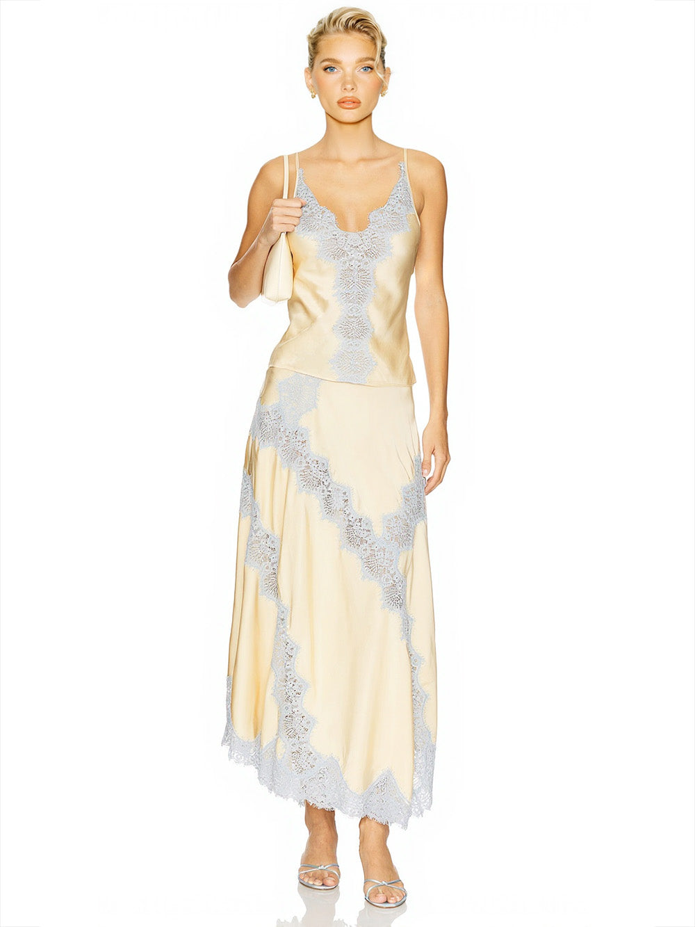 Elegante Kant Camisole Tanktop & Rok Twee-Piece Set