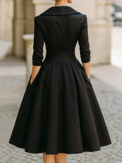 Lea™ - Elegante Midi-jurk met Subtiele Glans