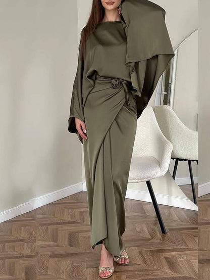 Minimalistische Losse Shirt En Veterskirt Set-Shirt