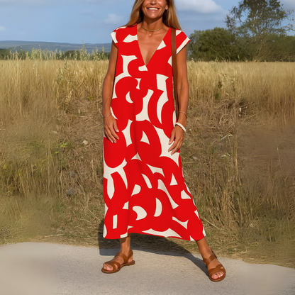 Azura™ – Ibiza Stijl Comfortabele en Vloeiende Jurk met V-Hals